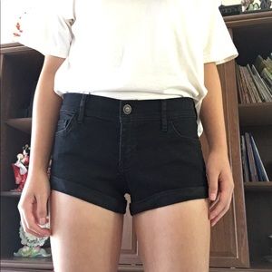 Hollister Black Short-Short Low Rise Denim Shorts